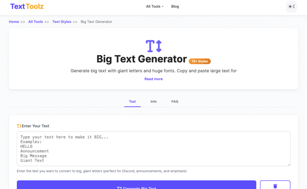 big text generator texttoolz.com