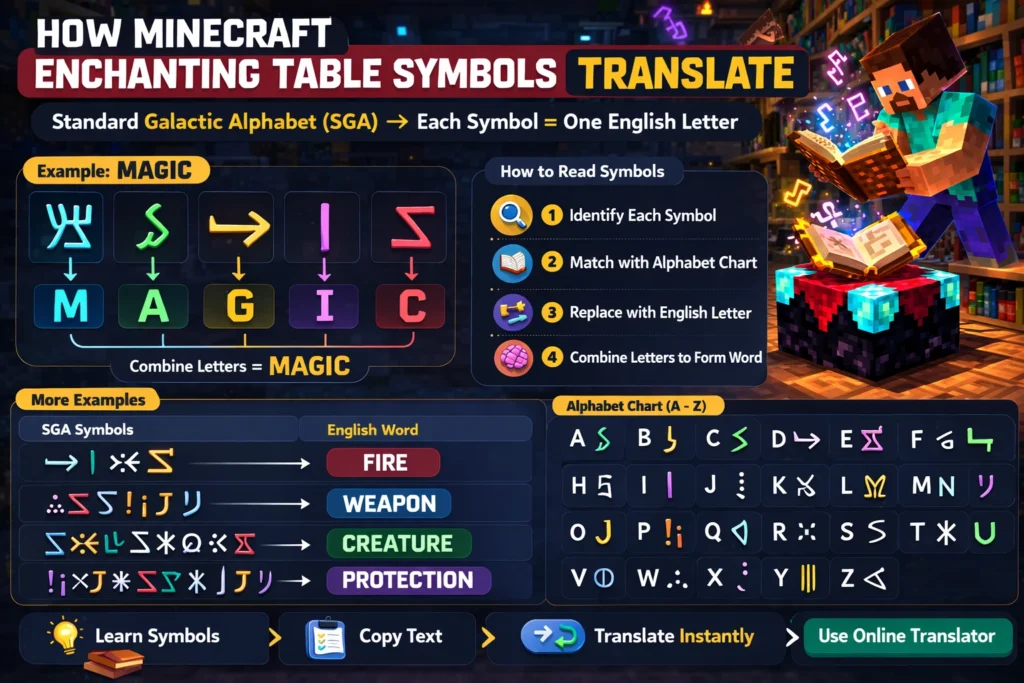 how minecraft enchantment table translates