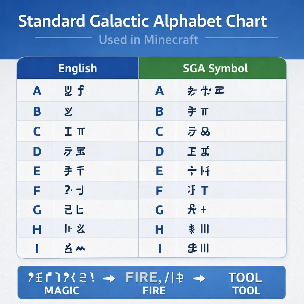 Standard Galactic Alphabet Chart
