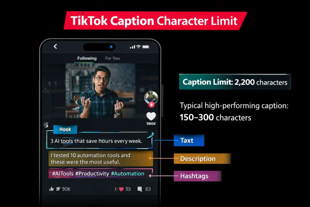 tiktok captions character limit is 2200 characters