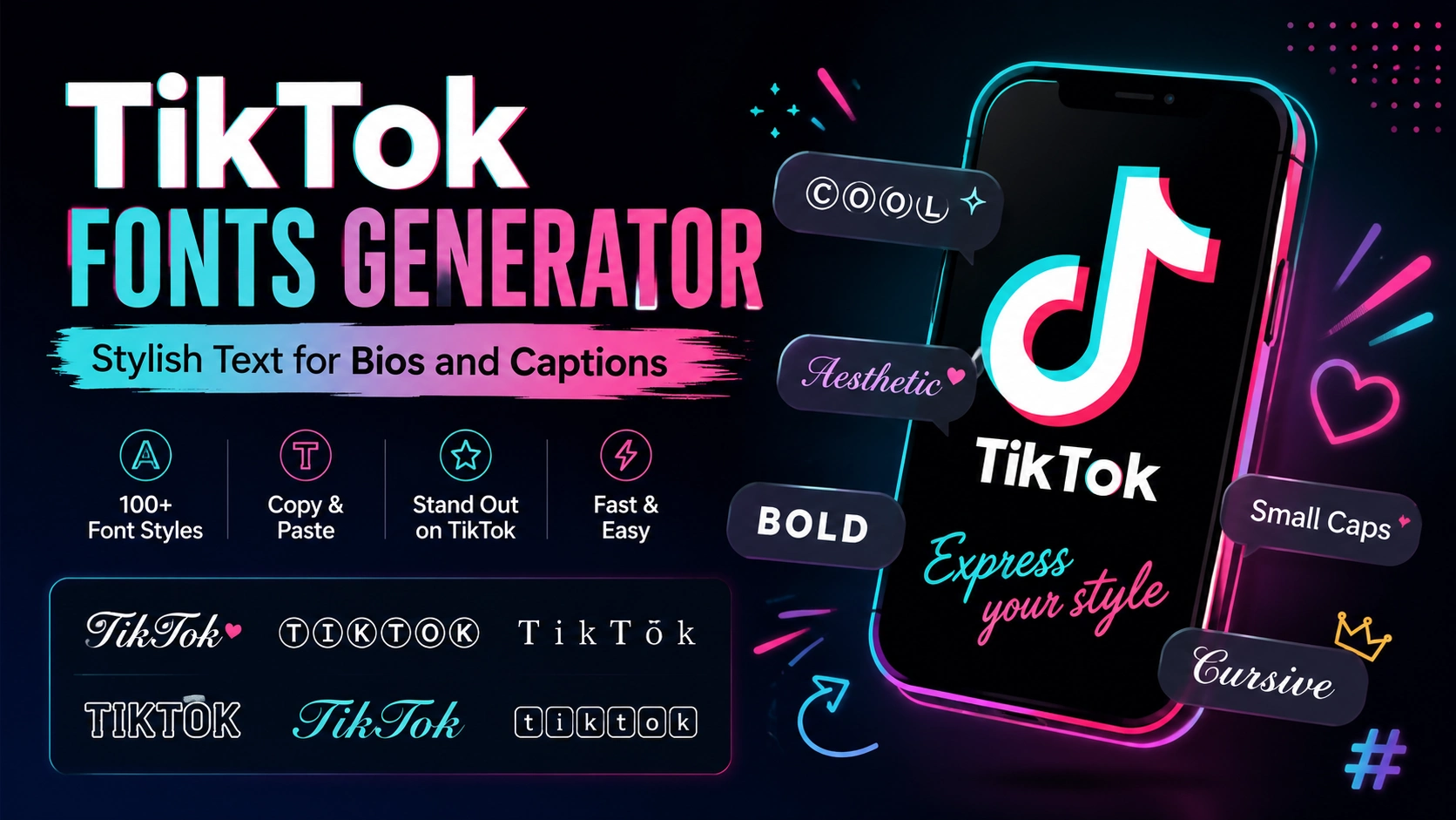 <h1>TikTok fonts generator: stylish text for bios and captions</h1>